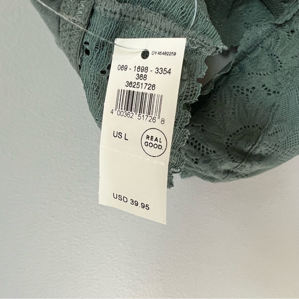 Aerie Anytime Sunflower Lace Padded Plunge Bralette in Green Size L New - Picture 10 of 10